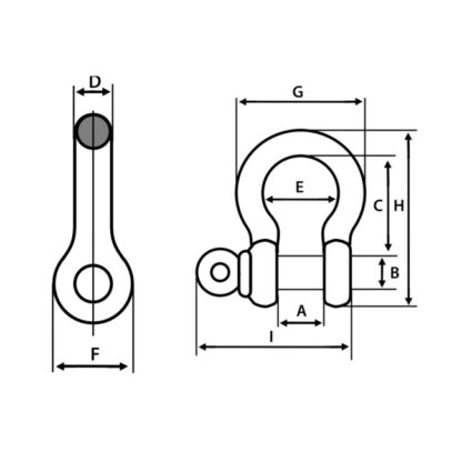Manilha curva alloy com pino roscado - MP3 - Image 2