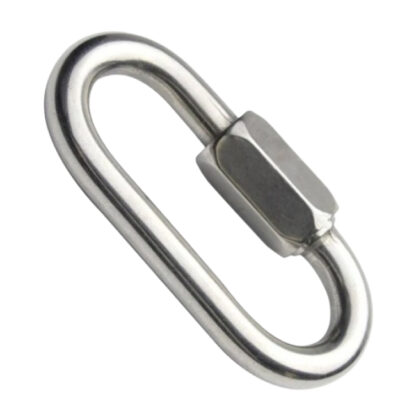 Mosquetão oval com trava rosca inox
